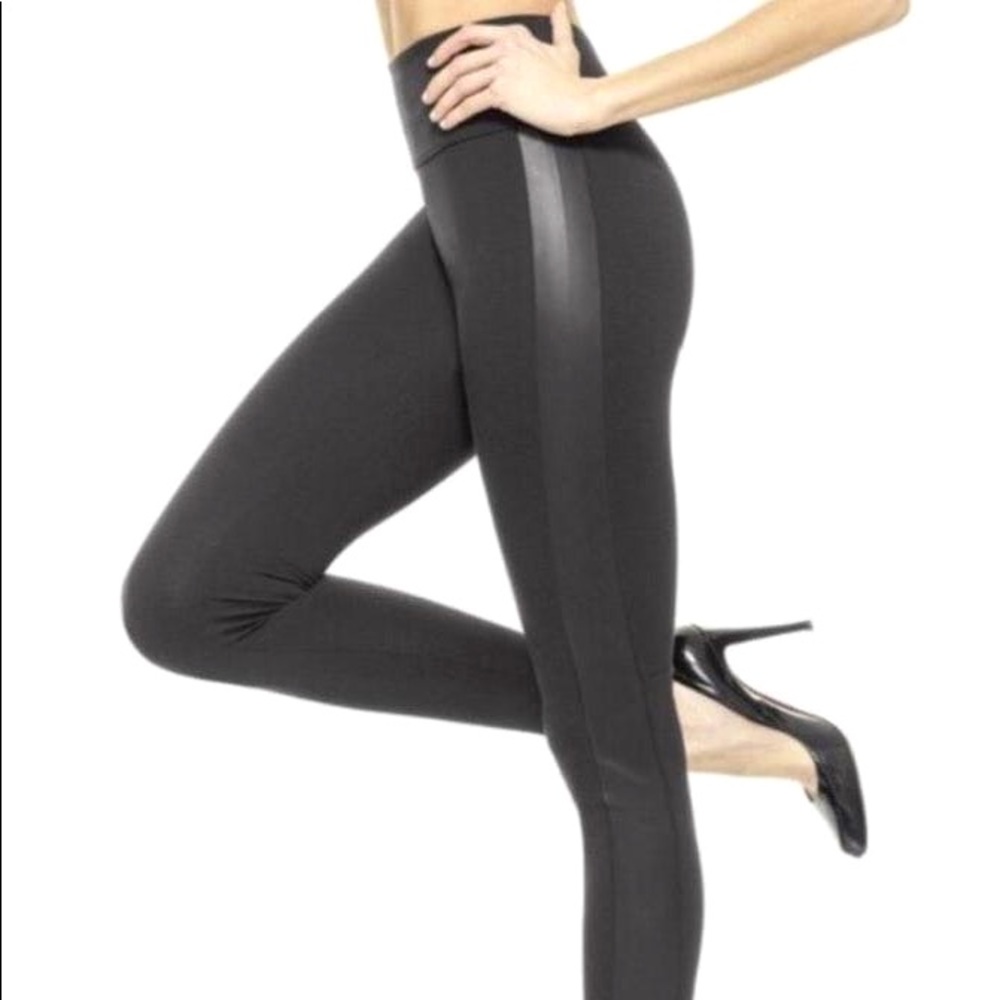 Spanx faux leather side stripe leggings